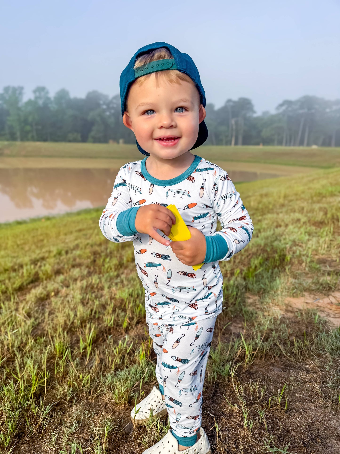 Kids summer clothing summer pajamas fishing bamboo pj's: 0/3 onesie