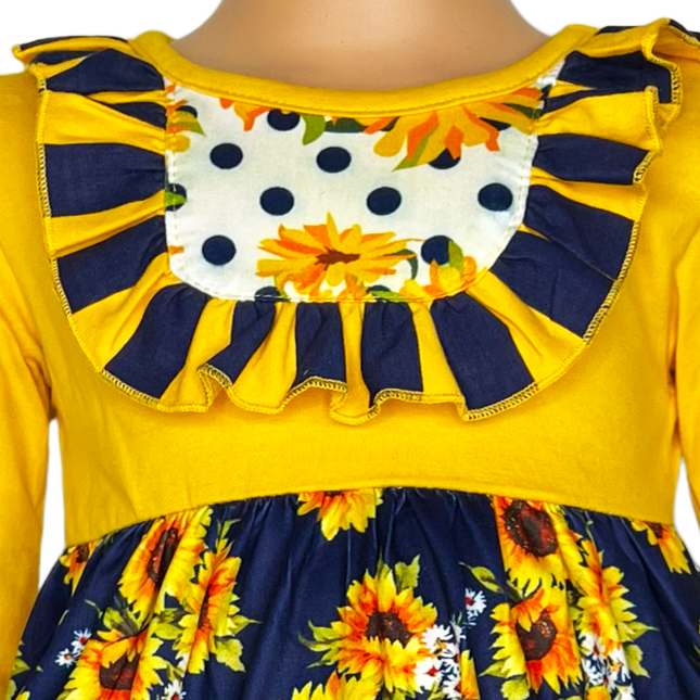 Girls Gold Navy Daisy Shirt & Ruffle legging Pants Clothing