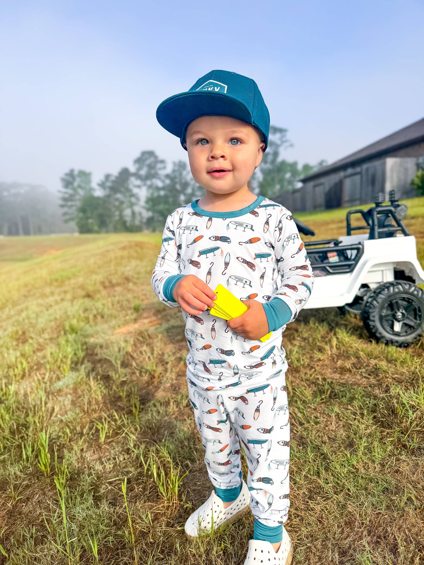 Kids summer clothing summer pajamas fishing bamboo pj's: 2t two piece
