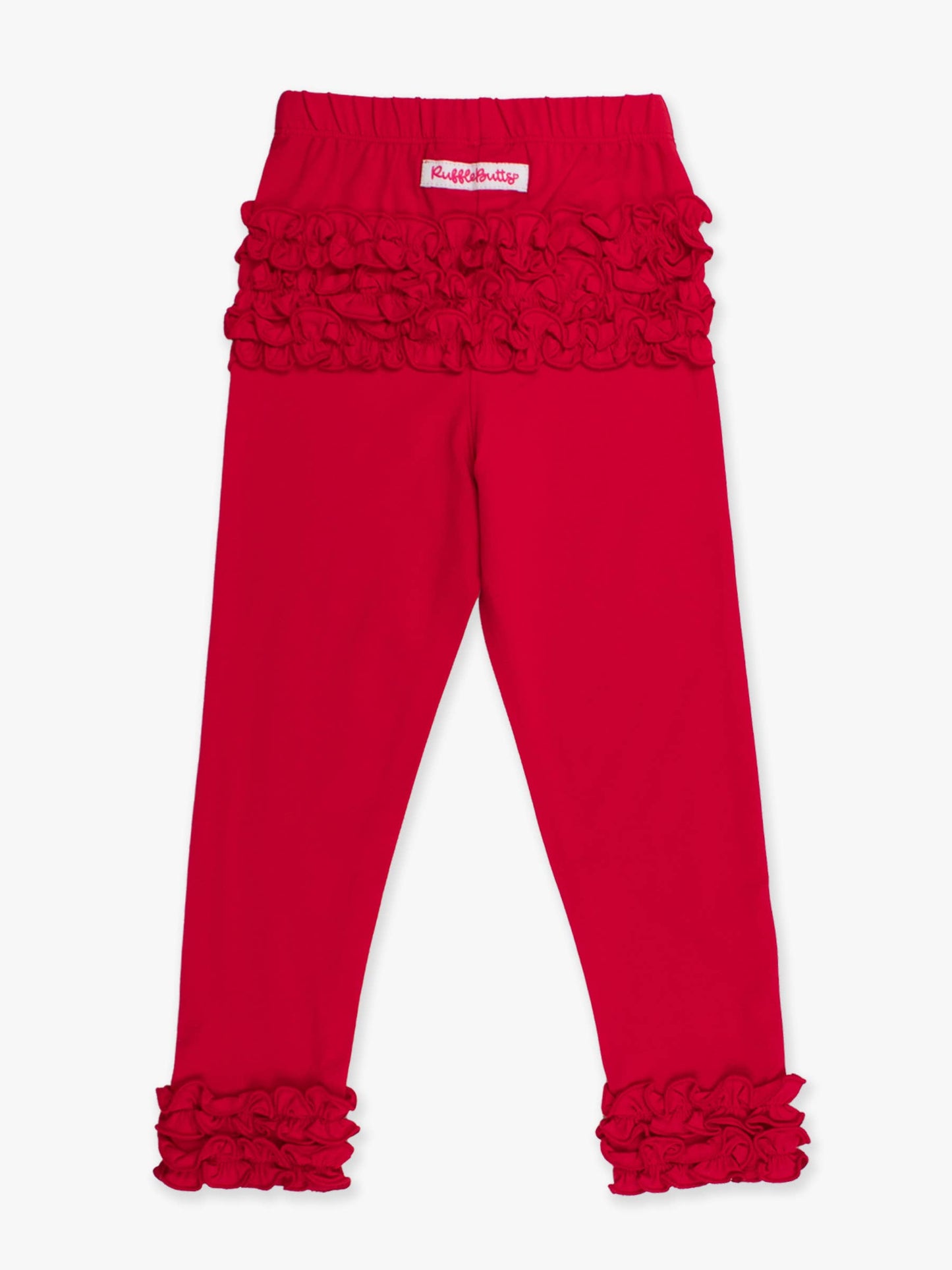Toddler Girls Red Classic Ruffle Leggings with Signature Rear Ruffles: Red