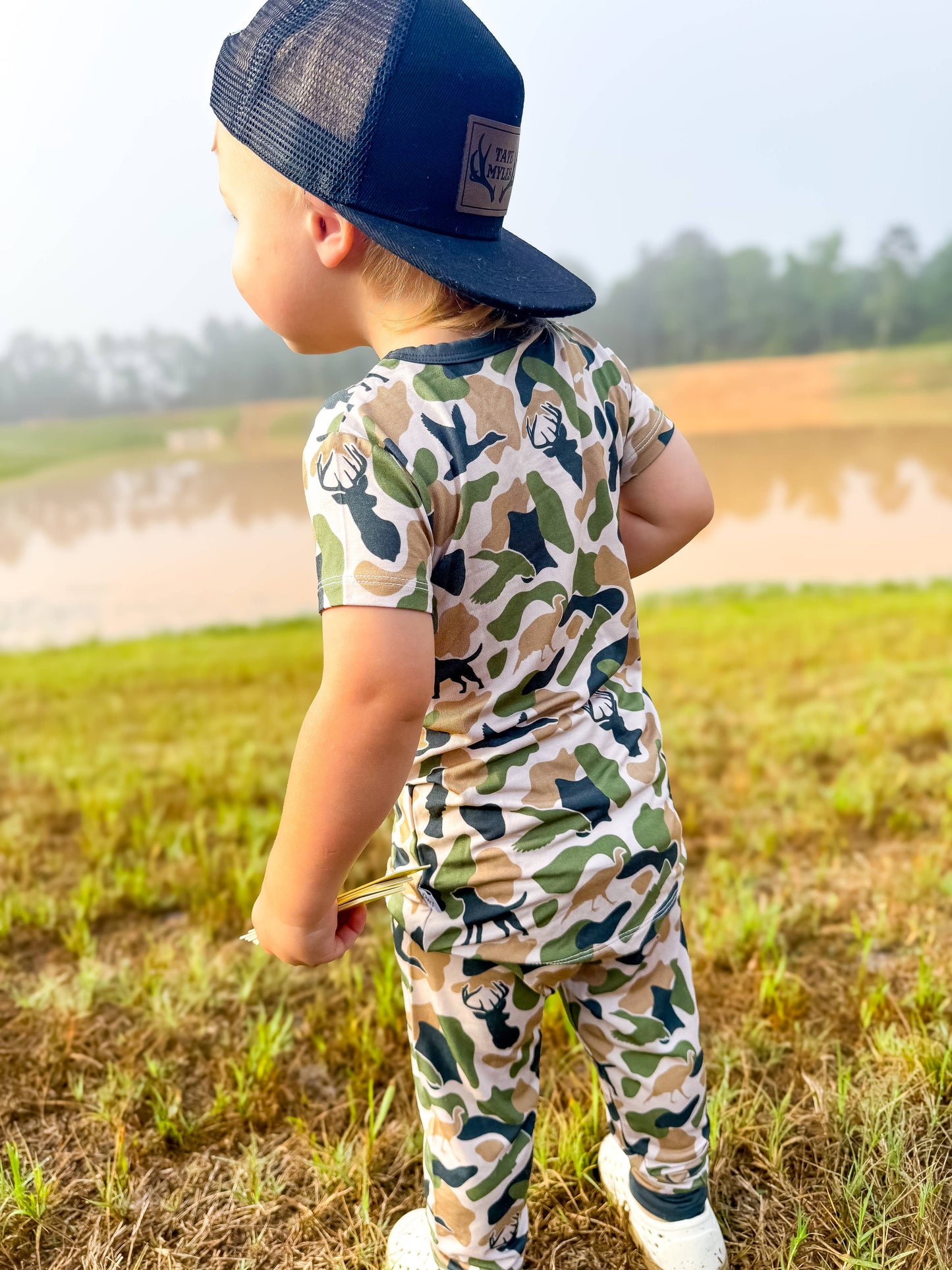 Camo / bamboo pajamas / kids lounge set / boys clothing